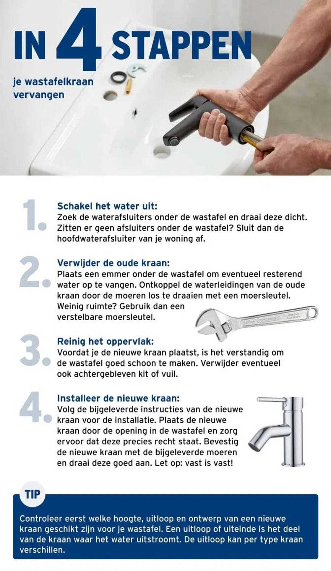 Wastafelkraan vervangen in 4 stappen