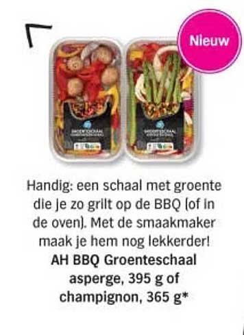 AH BBQ Groenteschaal asperge, 395 g of champignon, 365 g*
