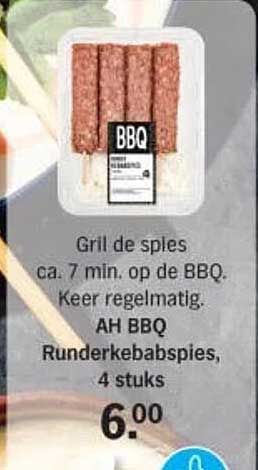 AH BBQ Runderkebabs-spies, 4 stuks