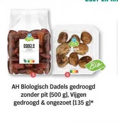 AH Biologisch Dadels gedroogd zonder pit (500 g), Vijgen gedroogd & ongezoet (135 g)*