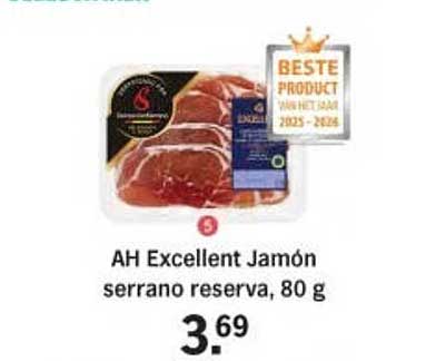 AH Excellent Jamón serrano reserva, 80 g