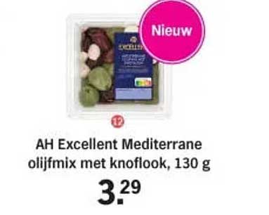 AH Excellent Mediterrane olijfmix met knoflook, 130 g