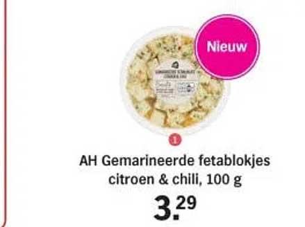 AH Gemarineerde fetablokjes citroen & chili, 100 g