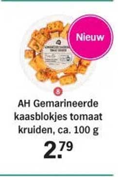 AH Gemarineerde kaasblokjes tomaat kruiden, ca. 100 g