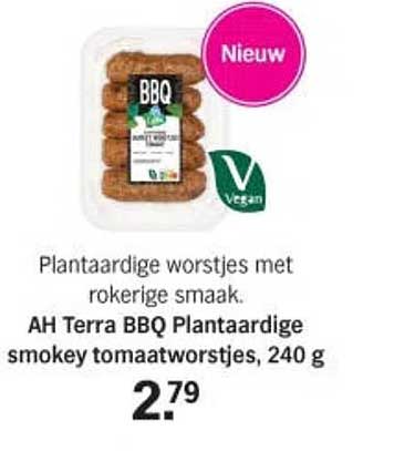 AH Terra BBQ Plantaardige smokey tomaatworstjes, 240 g