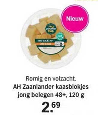 AH Zaanlander kaasblokjes jong belegen 48+, 120 g