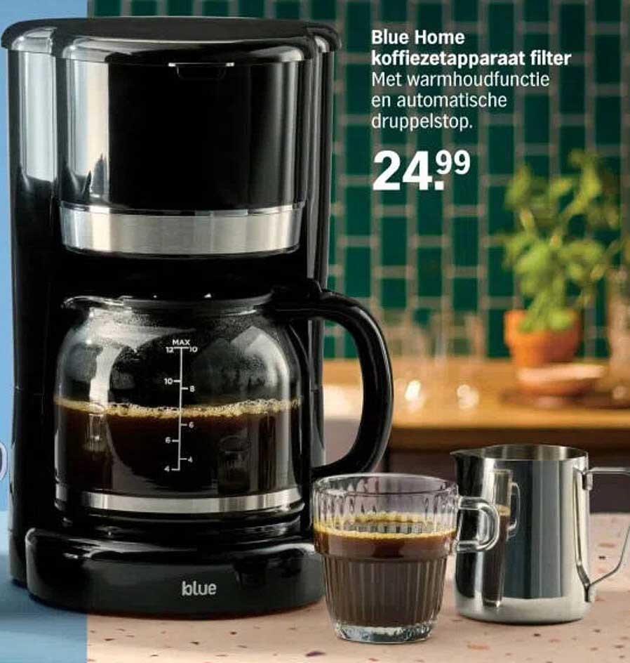 Blue Home koffiezetapparaat filter
Met warmhoudfunctie en automatische druppelstop.