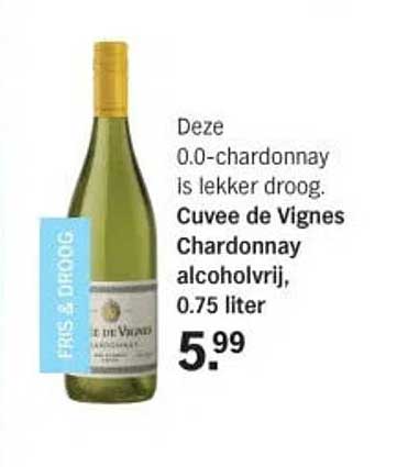 Cuvee de Vignes Chardonnay alcoholvrij, 0.75 liter