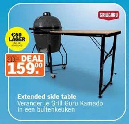 Extended side table Verander je Grill Guru Kamado in een buitenkeuken