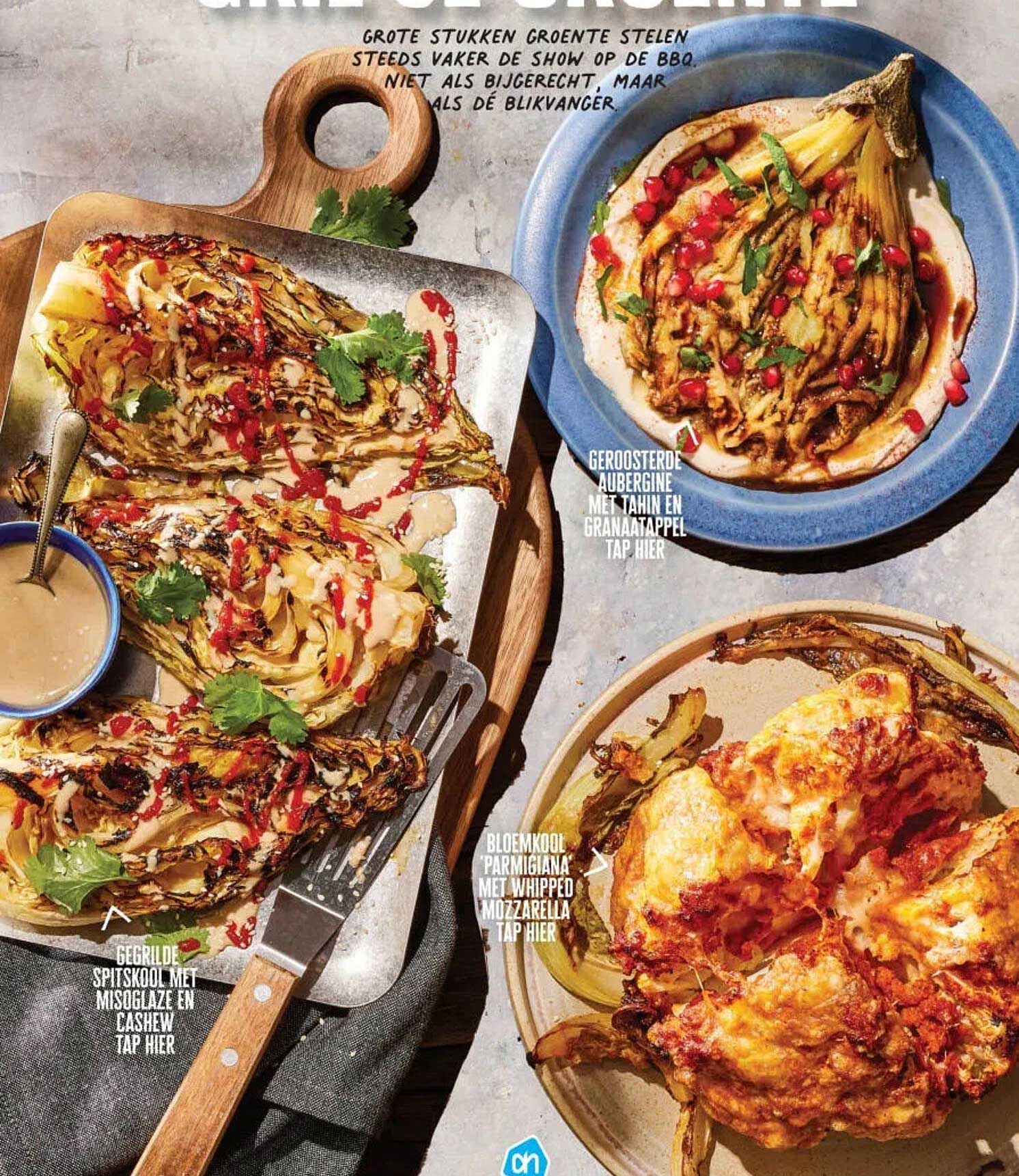 Geroosterde aubergine met tahin en granaatappel Tap hier