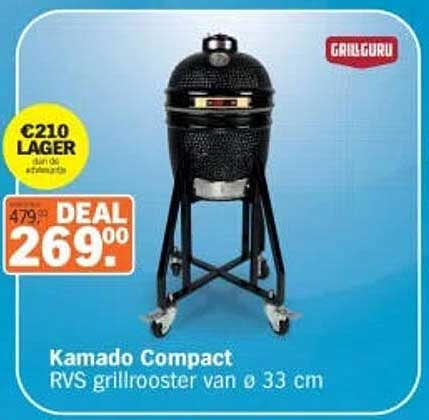 Kamado Compact RVS grillrooster van Ø 33 cm
