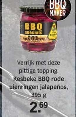Kesbeke BBQ rode uienringen jalapeño's, 395 g