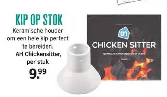 KIP OP STOK Keramische houder om een hele kip perfect te bereiden. AH Chickensitter, per stuk