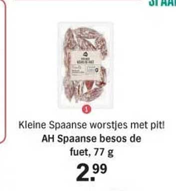 Kleine Spaanse worstjes met pit! AH Spaanse bosos de fuet, 77 g