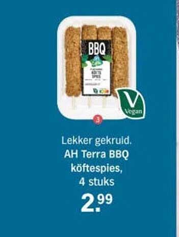 Lekker gekruid. AH Terra BBQ köftespies, 4 stuks