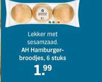 Lekker met sesamzaad. AH Hamburgerbroodjes, 6 stuks