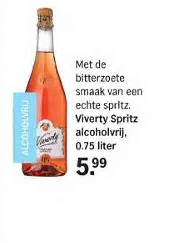 Met de bitterzoete smaak van een echte spritz. Viverty Spritz alcoholvrij, 0.75 liter