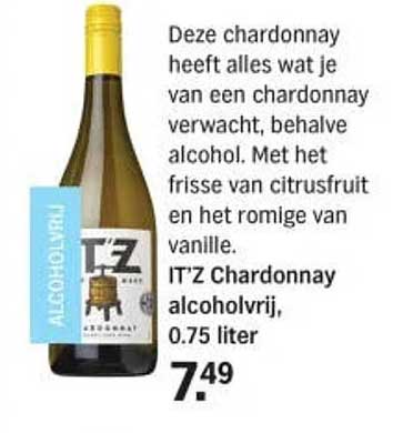 T’Z Chardonnay alcoholvrij, 0.75 liter