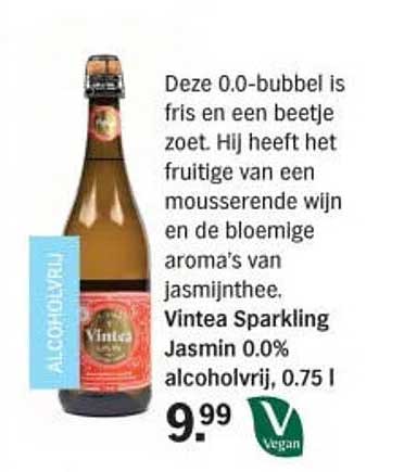 Vintea Sparkling Jasmin 0.0% alcoholvrij, 0.75 l