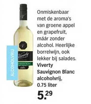 Viverty Sauvignon Blanc alcoholvrij, 0.75 liter