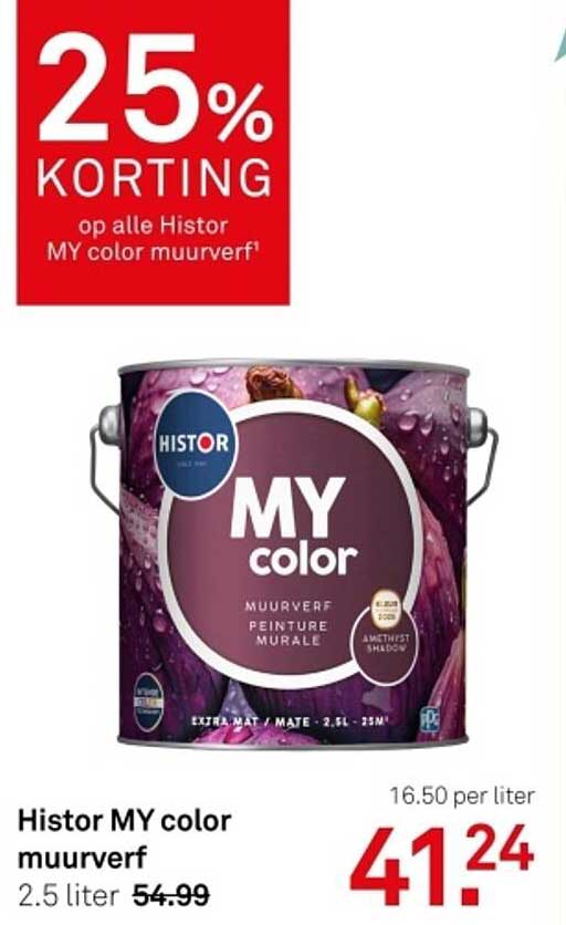 25% KORTING op alle Histor MY color muurverf
