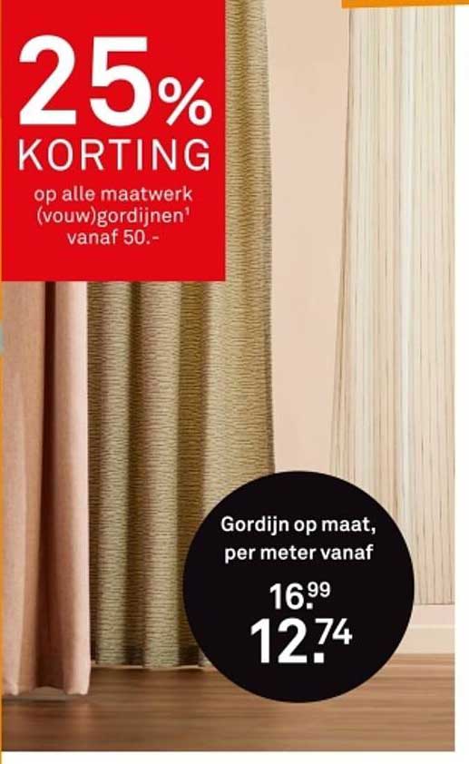 25% KORTING op alle maatwerk (vouw)gordijnen vanaf 50.-