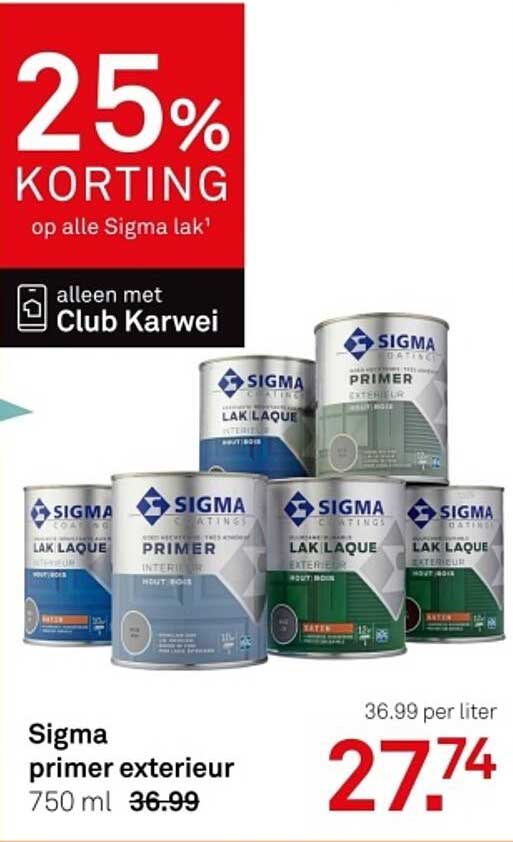 25% KORTING op alle Sigma lak