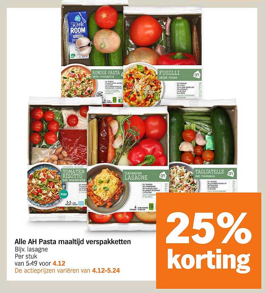 Alle AH Pasta maaltijd vers pakketten