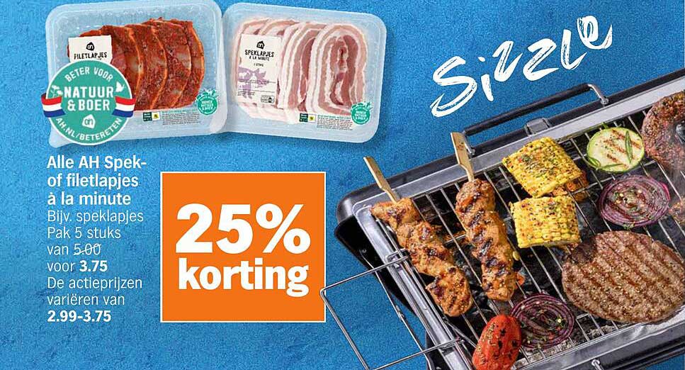 Alle AH Spek- of filetlapjes à la minute - 25% korting