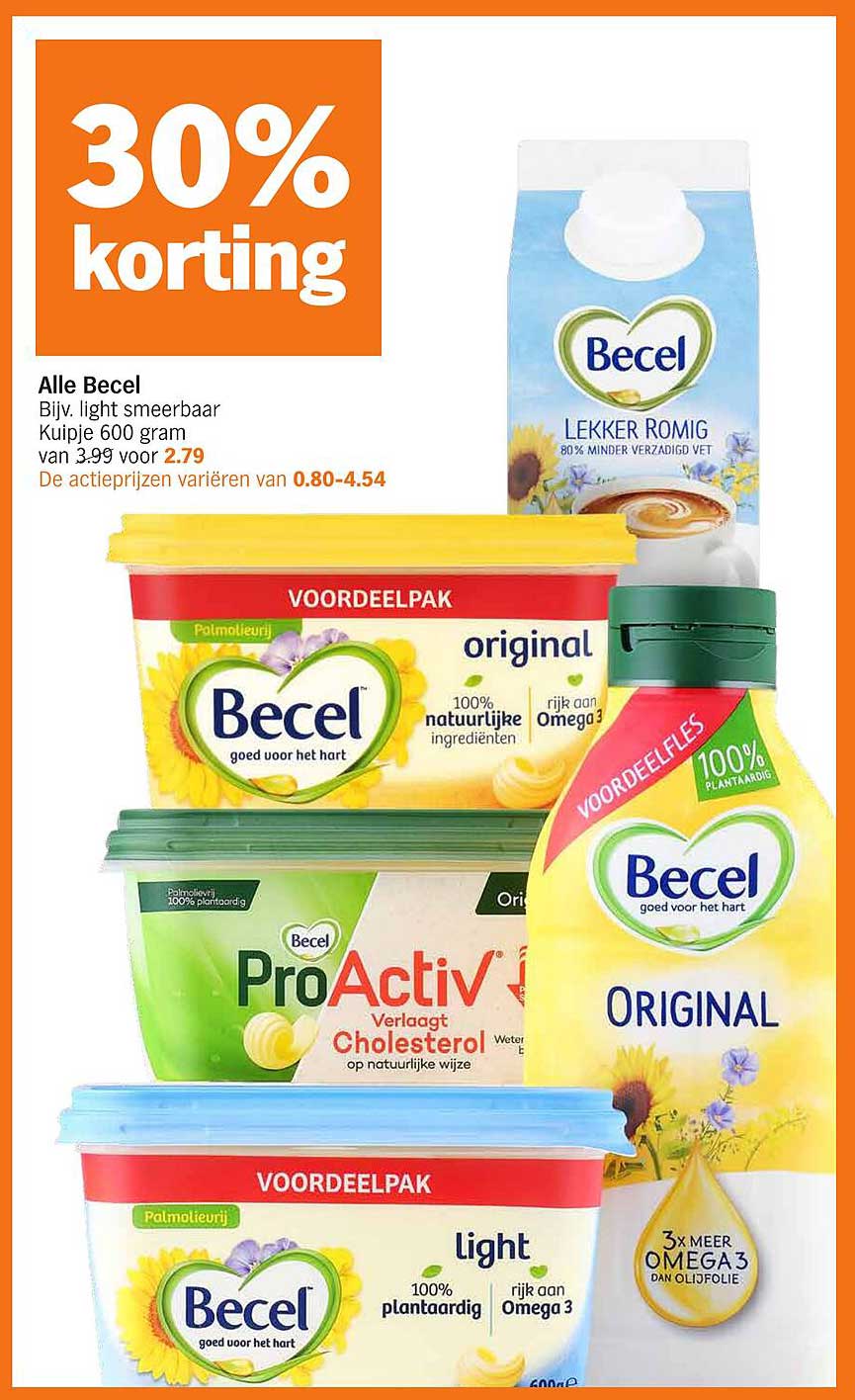 Alle Becel Bijv. light smeerbaar kuipje 600 gram van 3,99 voor 2,79