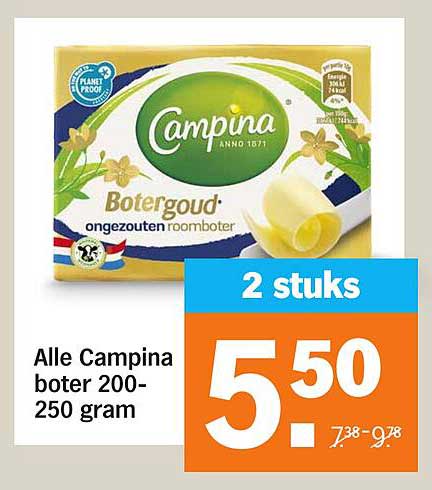 Alle Campina boter 200-250 gram