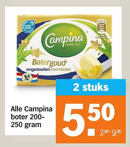 Alle Campina boter 200-250 gram
