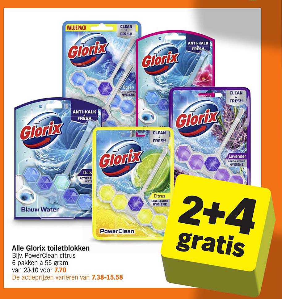 Alle Glorix toiletblokken Bijv. PowerClean citrus