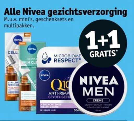 Alle Nivea gezichtsverzorging M.u.v. mini's, geschenksets en multipakken.