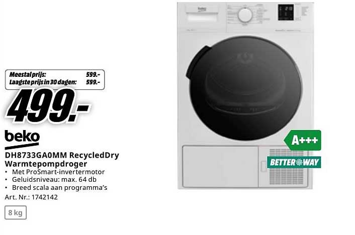 Beko DH8733GA0MM RecycledDry Warmtepompdroger