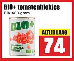 BIO+ tomatenblokjes Blik 400 gram