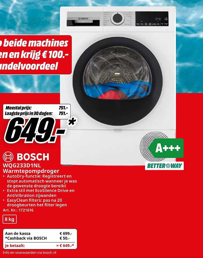 BOSCH WQG233D1NL Warmtepompdroger
