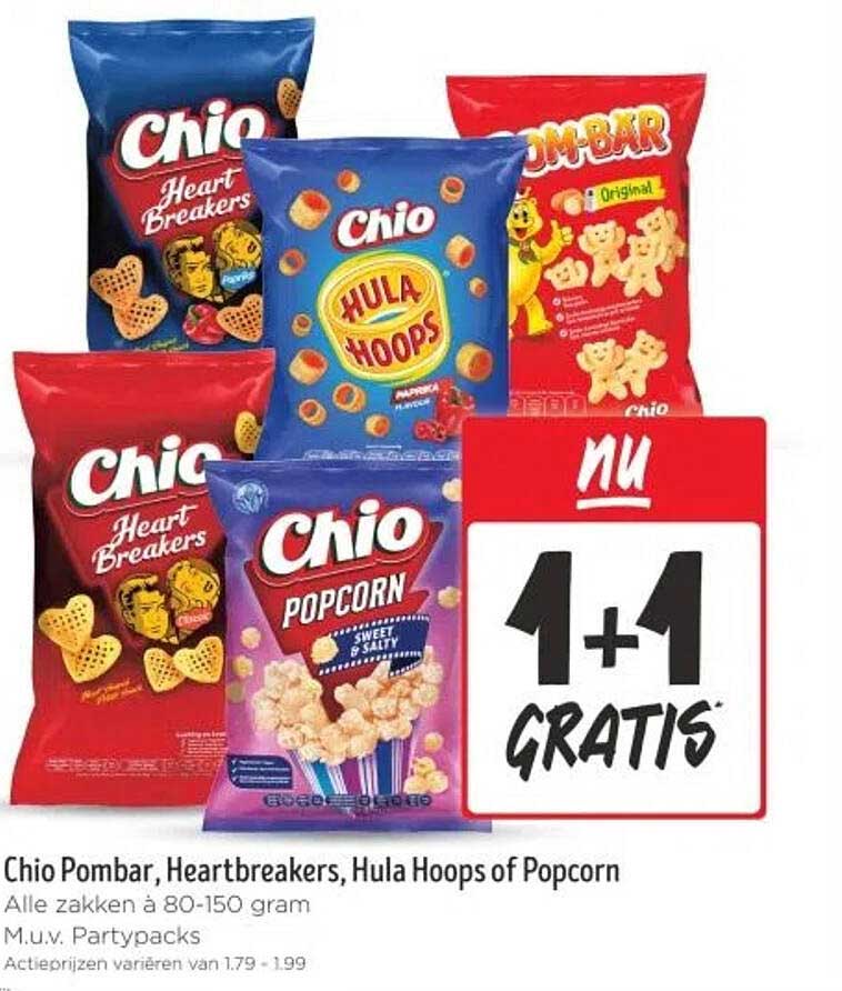 Chio Pombar, Heartbreakers, Hula Hoops of Popcorn - 1 + 1 Gratis!