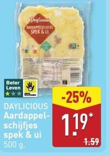 DAYLICIOUS Aardappelschijfjes spek & ui 500 g