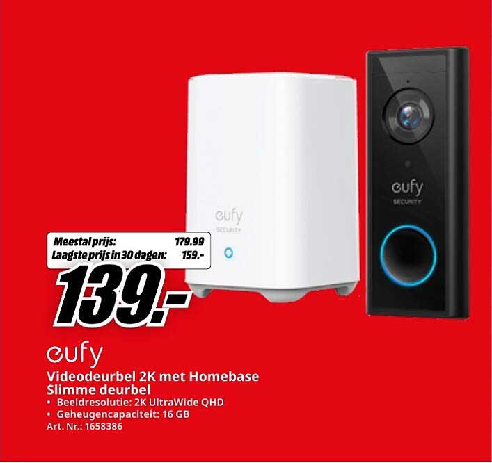 Eufy Videodeurbel 2K met Homebase Slimme deurbel