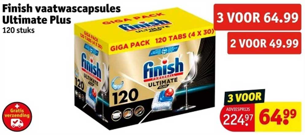 Finish vaatwascapsules Ultimate Plus 120 stuks