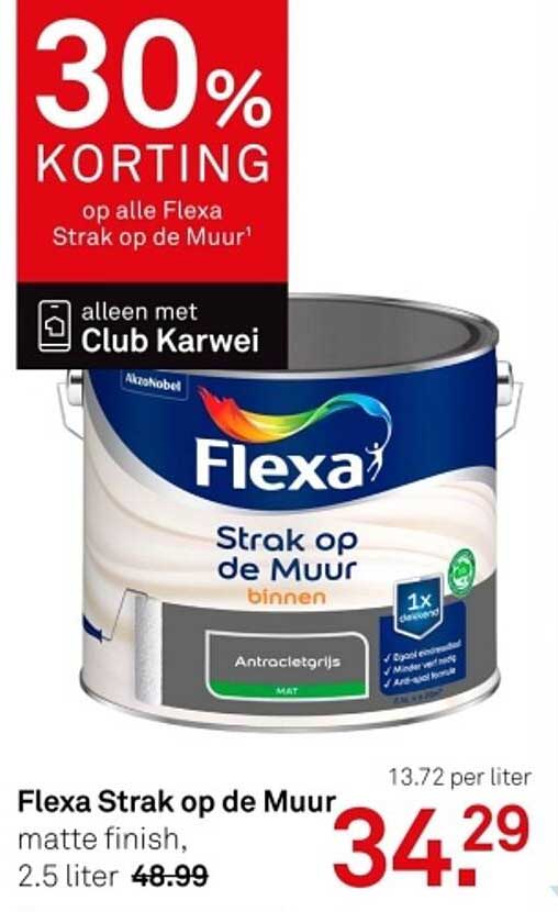 Flexa Strak op de Muur, matte finish, 2.5 liter
