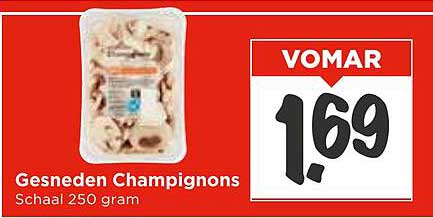 Gesneden Champignons Schaal 250 gram