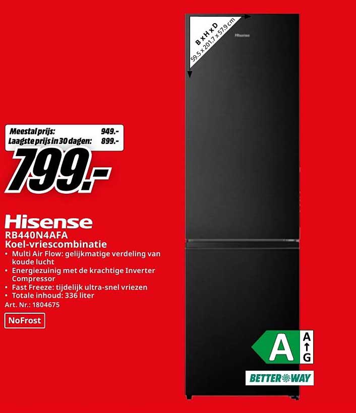 Hisense RB440N4AFA Koel-vriescombinatie