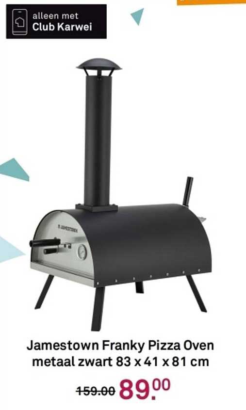 Jamestown Franky Pizza Oven metaal zwart 83 x 41 x 81 cm