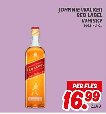 JOHNNIE WALKER RED LABEL WHISKY Fles 70 cl.