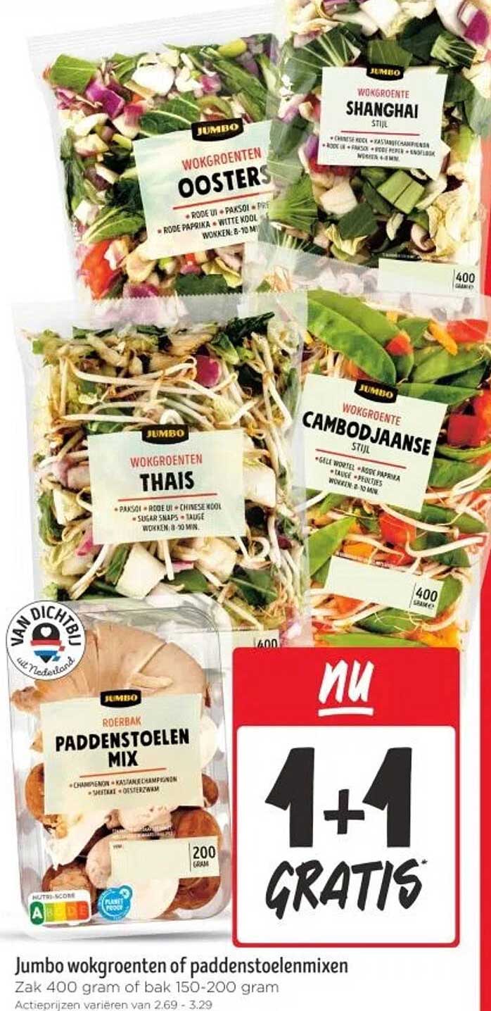 Jumbo wokgroenten of paddestoelenmixen