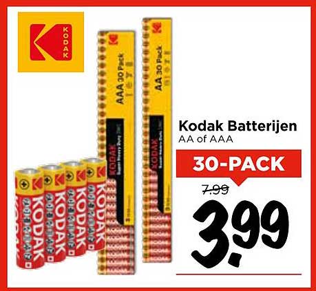 Kodak Batterijen AA of AAA 30-PACK