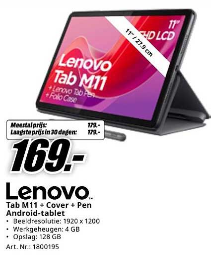 Lenovo Tab M11 + Cover + Pen Android-tablet