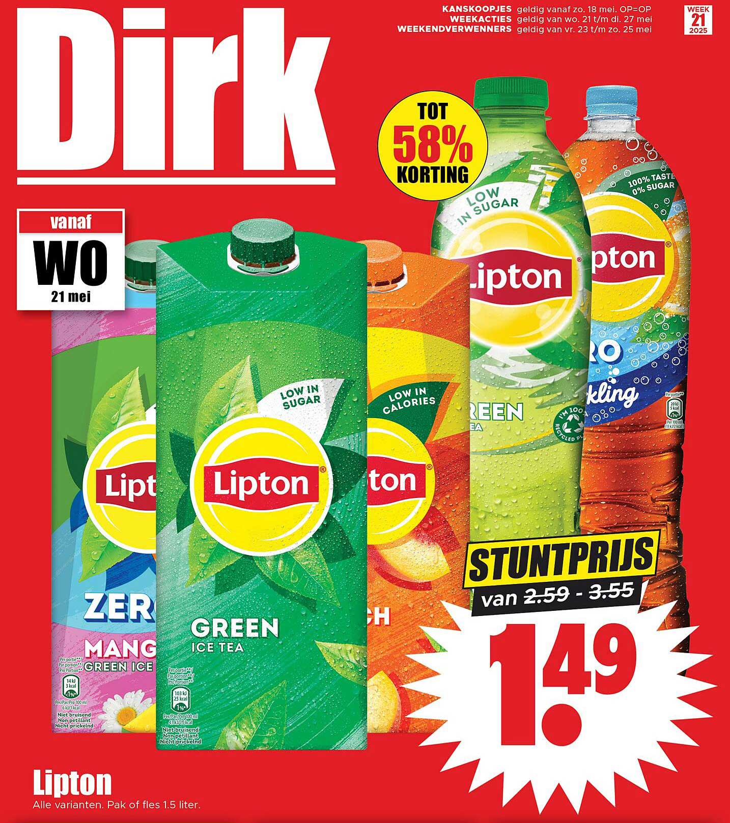 Lipton Iced Tea - Alle varianten, Pak of fles 1.5 liter
